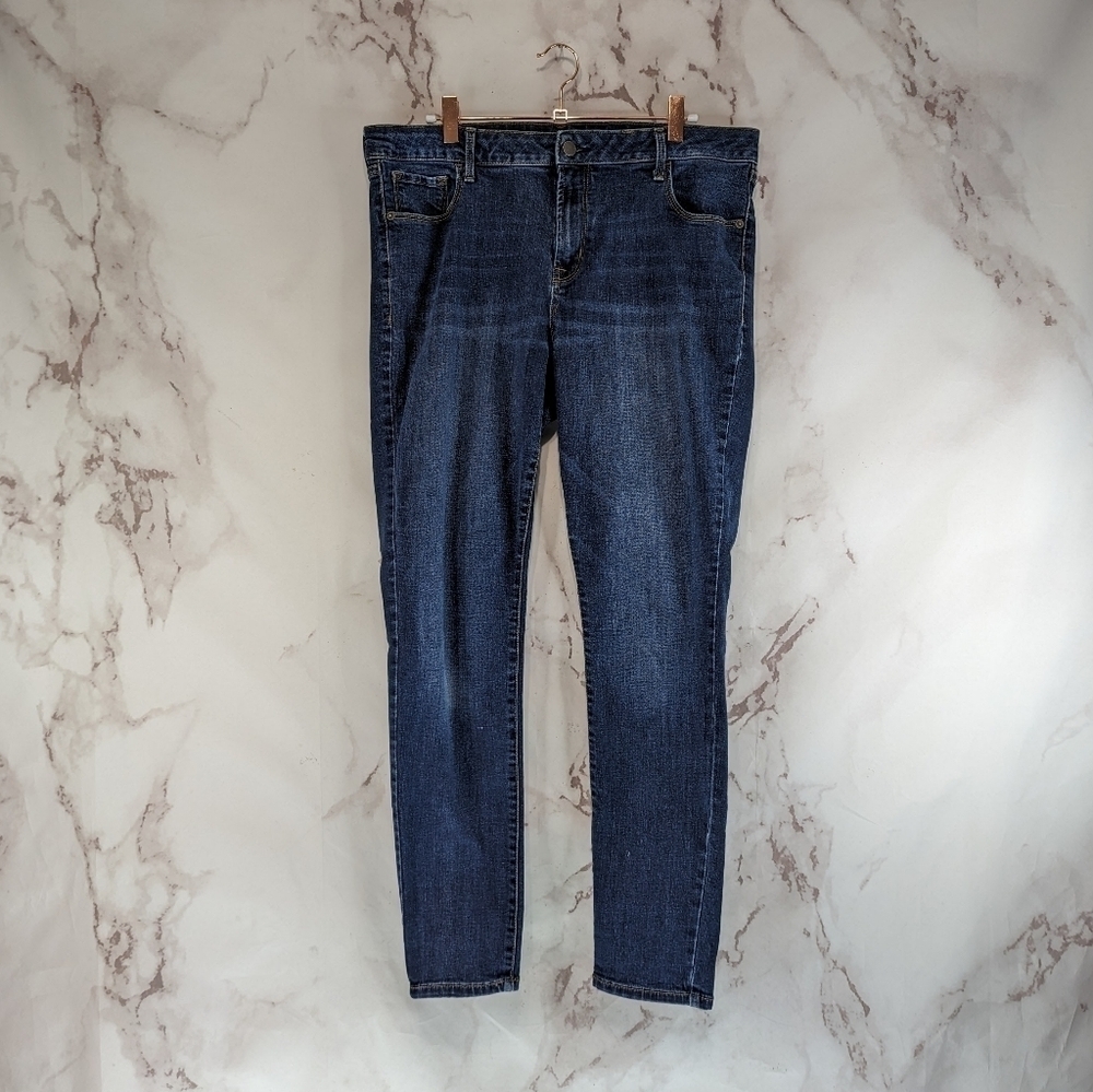 Old Navy Jeans Womens 16 X 27 Mid Rise Rockstar Medium Wash Denim Skinny Crop
